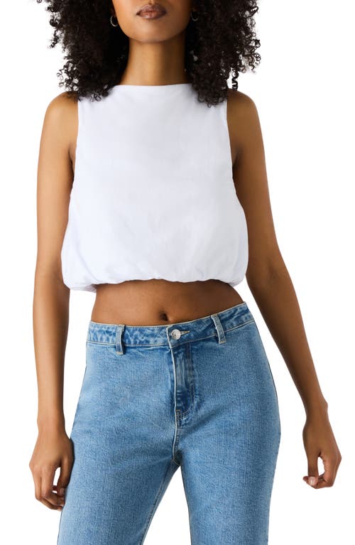 Steve Madden Alta Bubble Hem Cotton Crop Tank In White