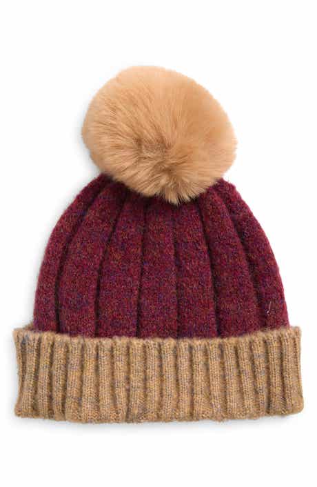Tasha Faux Fur Pompom Cuffed Beanie