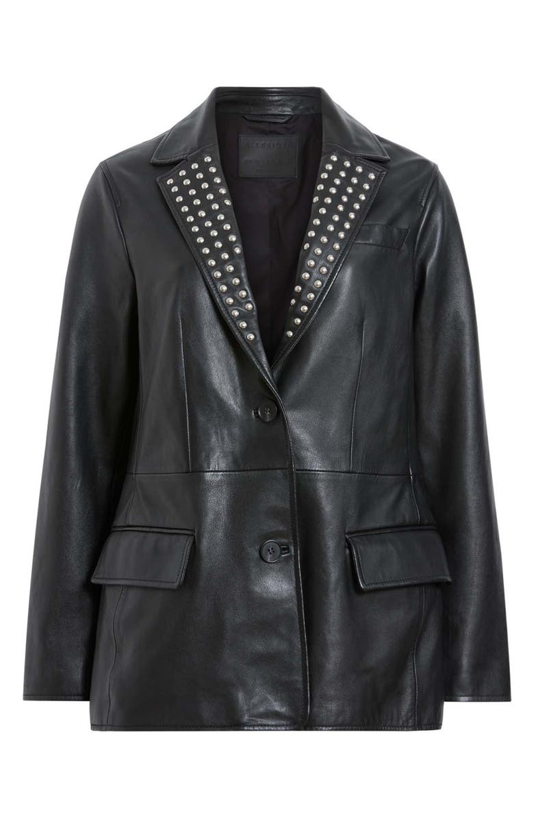 AllSaints Corinna Studded Leather Blazer, Alternate, color,