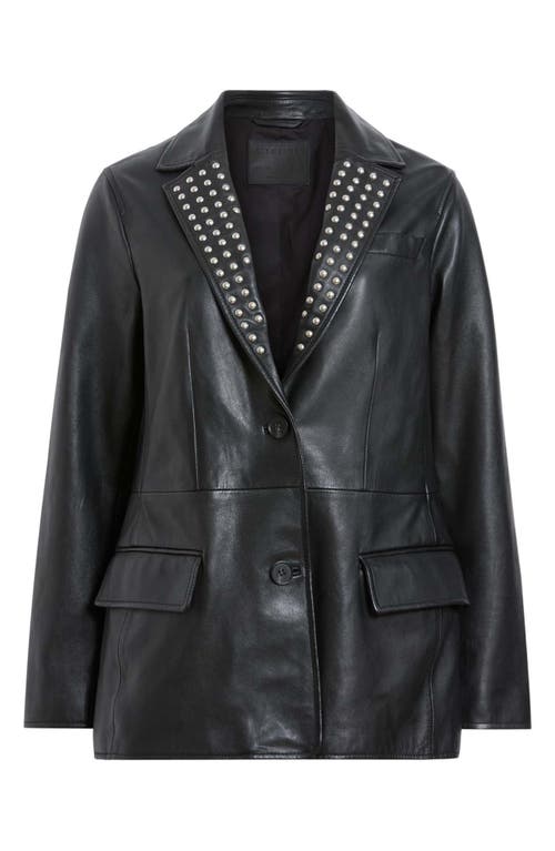 Shop Allsaints Corinna Studded Leather Blazer In Black