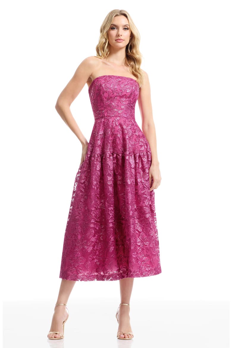 Gemma Embellished Strapless Fit & Flare Cocktail Dress, Alternate, color, BRIGHT FUCHSIA