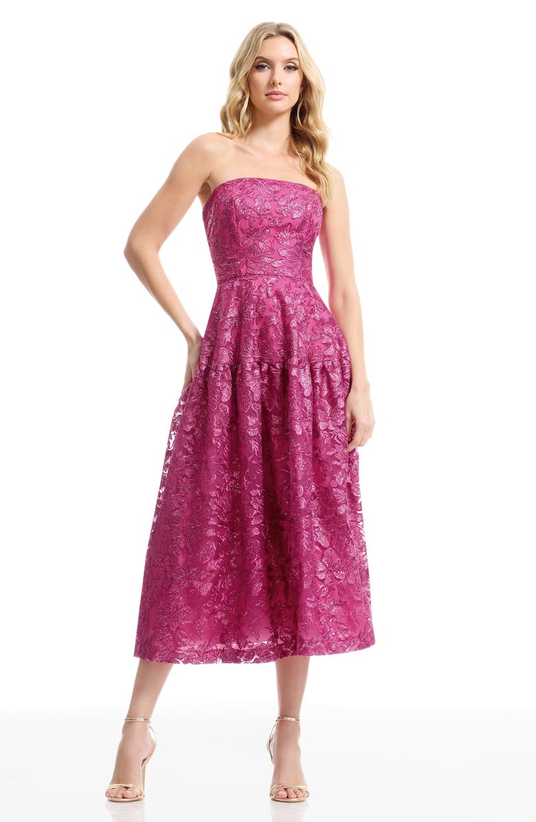 Dress the Population Gemma Embellished Strapless Fit & Flare Cocktail Dress, Alternate, color, 