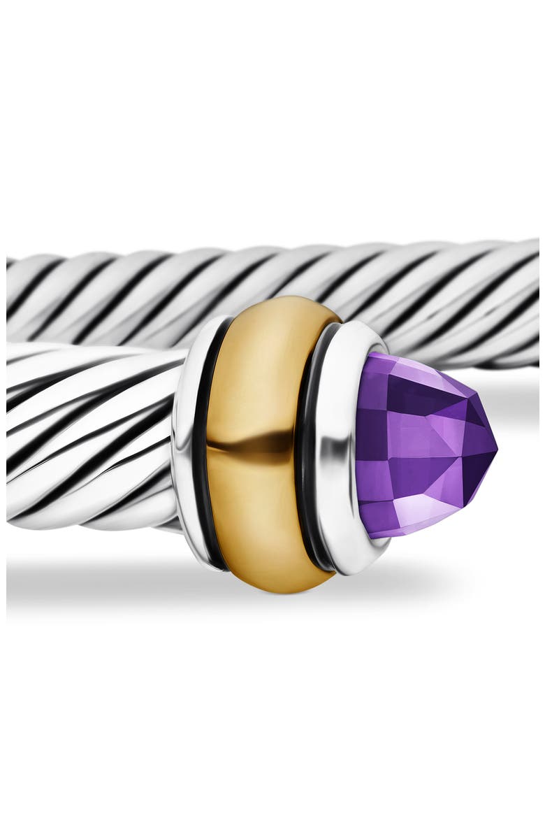 Cable Classic Bracelet with 18K Gold & Semiprecious Stones, 4mm, Alternate, color, AMETHYST
