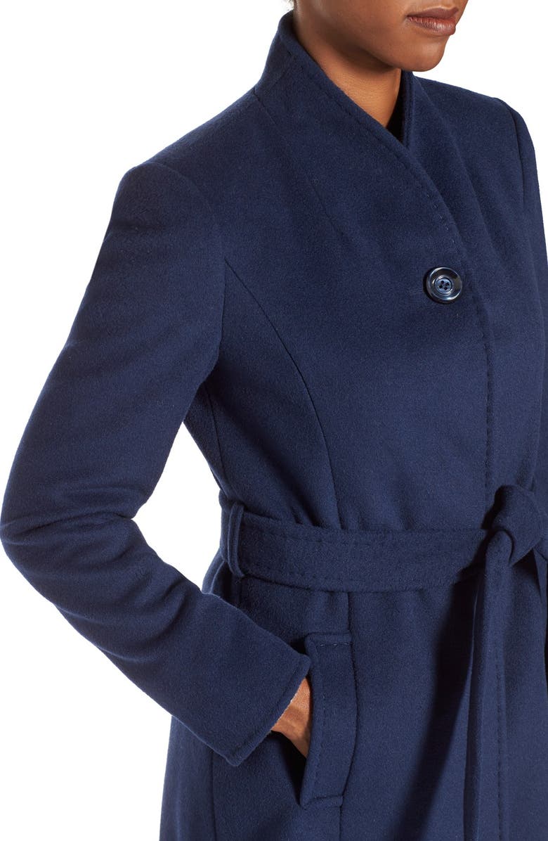 Ellen Tracy Belted Wool Blend Stand Collar Coat, Alternate, color, 