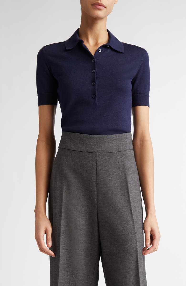 Carolina Herrera Silk & Cotton Polo, Main, color, 