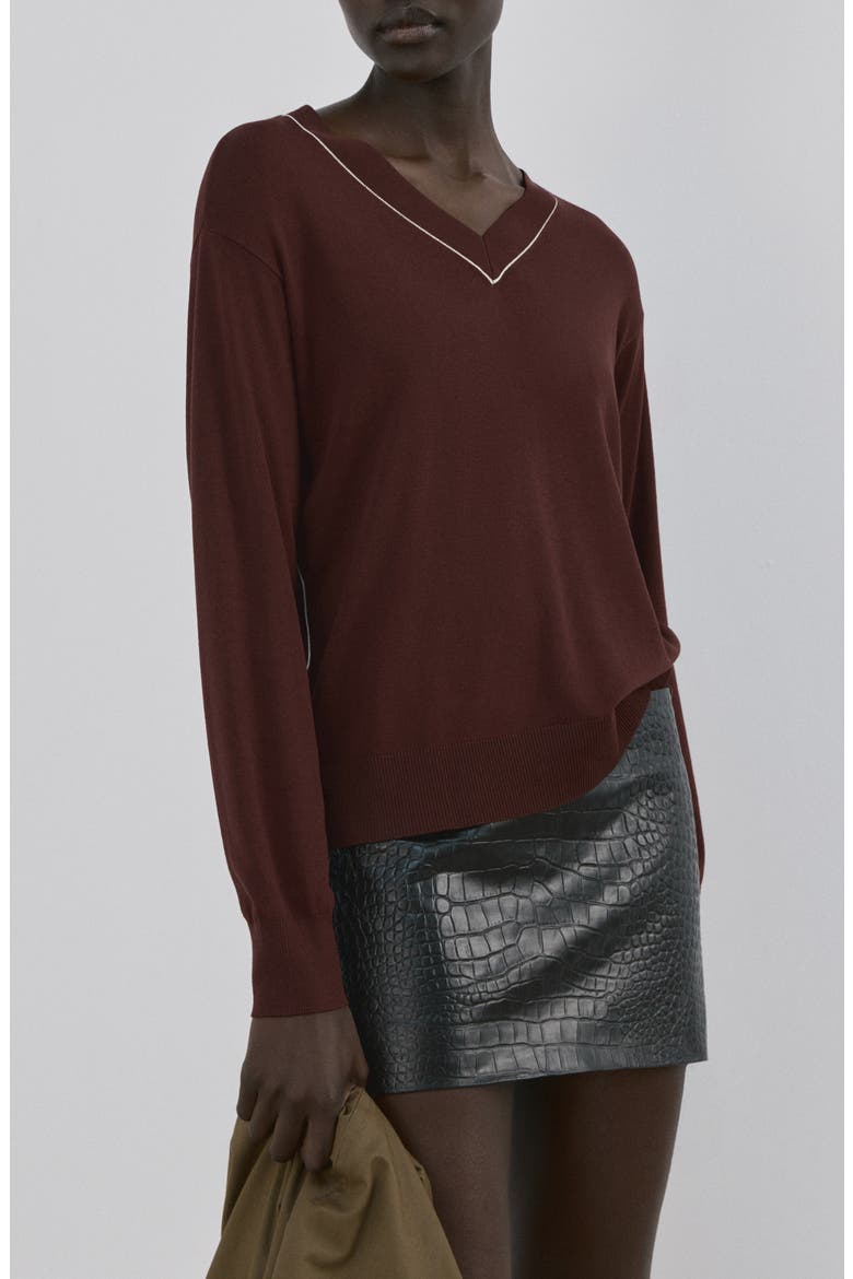 Bert Jersey V-Neck Sweater, Main, color, CHOCOLATE
