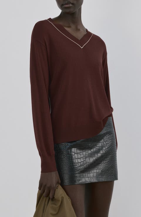 Bert Jersey V-Neck Sweater (Regular & Plus)