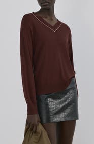 MANGO Bert Jersey V-Neck Sweater