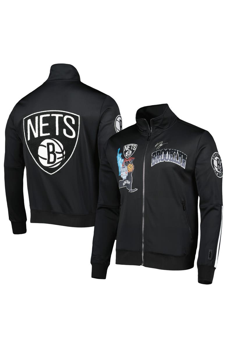 PRO STANDARD Men's Pro Standard Black Brooklyn Nets Hometown Mock Neck Full-Zip Track Jacket, Main, color, Black