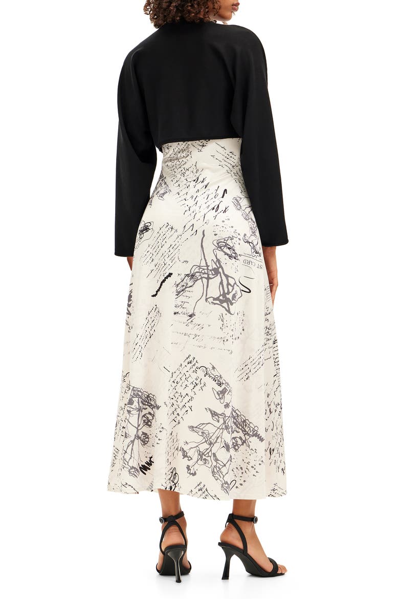 Letters Print Slipdress & Crop Sweater, Alternate, color, WHITE MIX