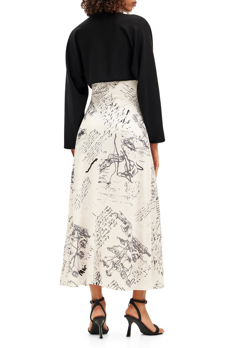 Desigual Letters Print Slipdress & Crop Sweater, Alternate, color, 