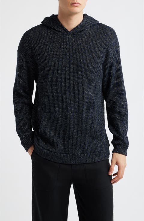 Metallic Speckle Knit Cotton Blend Hoodie