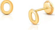 Tiny Blessings 14K Gold Initial Stud Screw Back Earrings