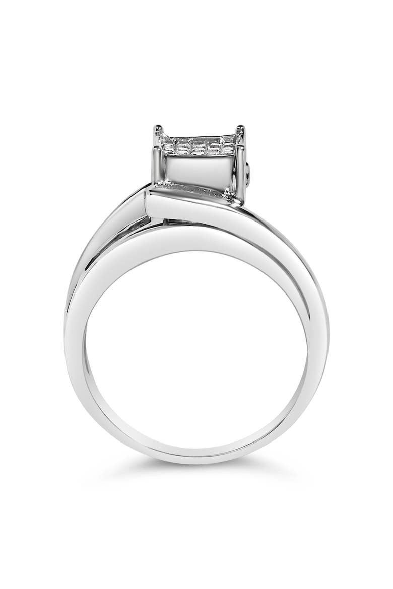 10K White Gold 1/3 Cttw Princess-cut Diamond Cluster Bypass Ring, Alternate, color, White Gold