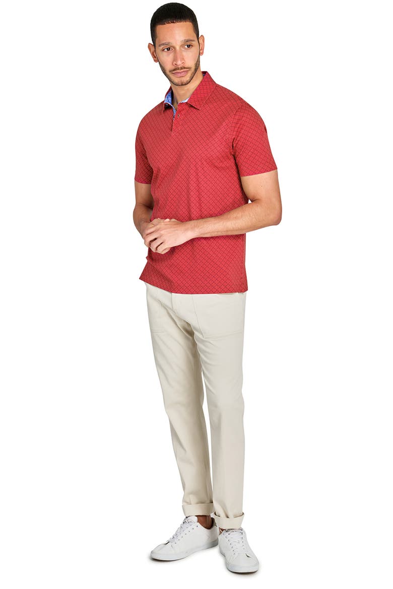 Slim Fit Geo Short Sleeve Polo, Alternate, color, RUST