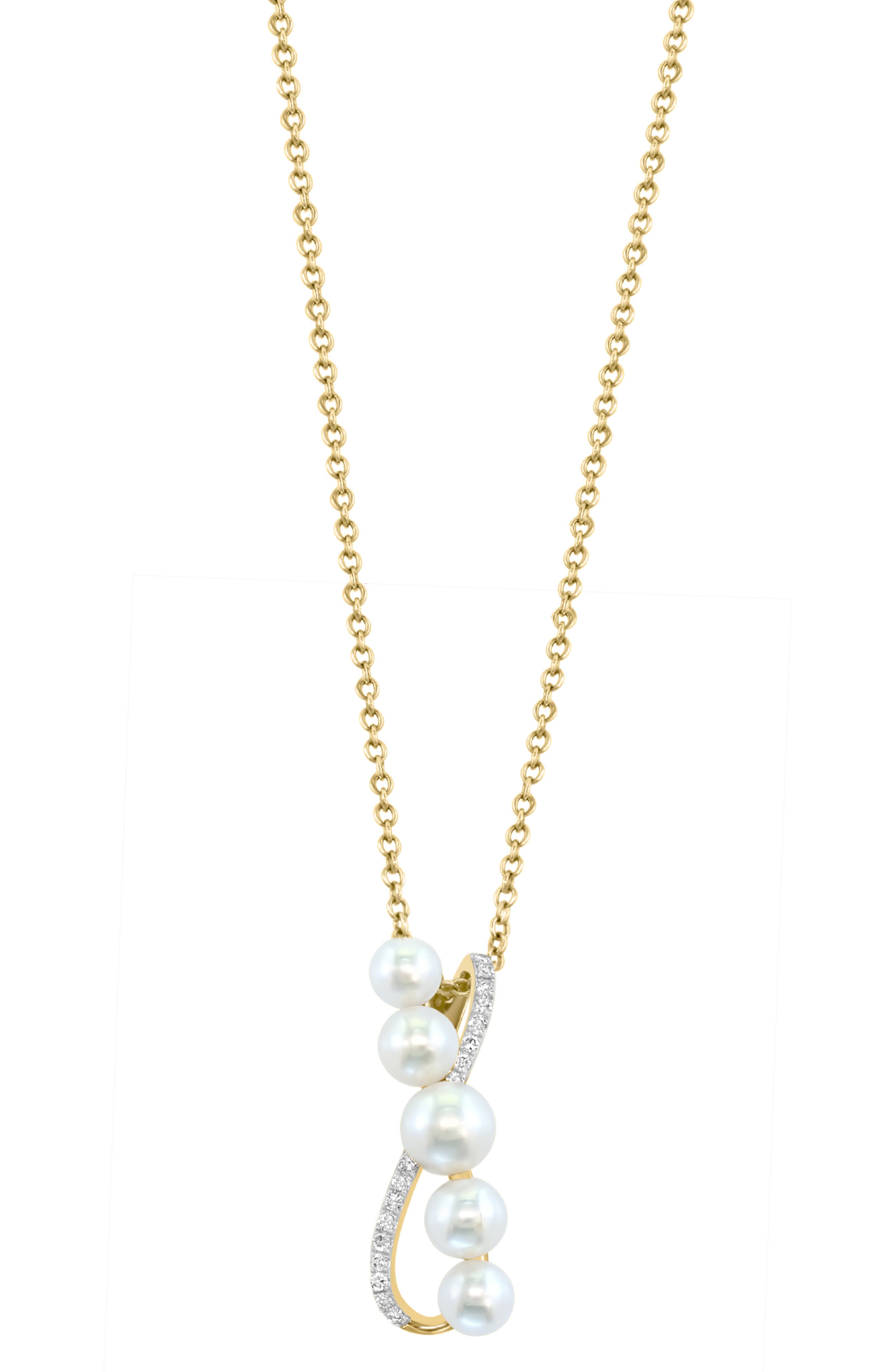 EFFY Diamond & Freshwater Pearl Pendant Necklace