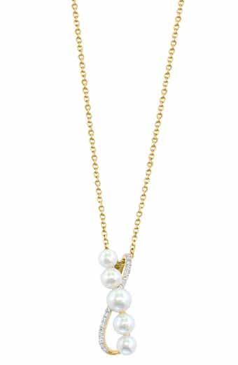 Diamond & Freshwater Pearl Pendant Necklace