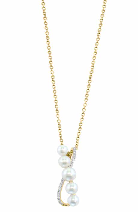 EFFY Diamond & Freshwater Pearl Pendant Necklace