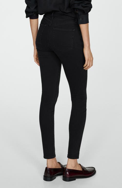 Shop Mango Carla High Waist Skinny Jeans In Black Denim