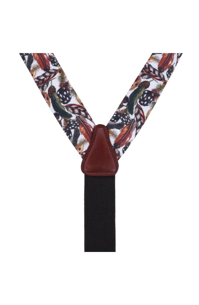 Trafalgar Birds of a Feather Linen Button End Suspenders, Alternate, color, Brown