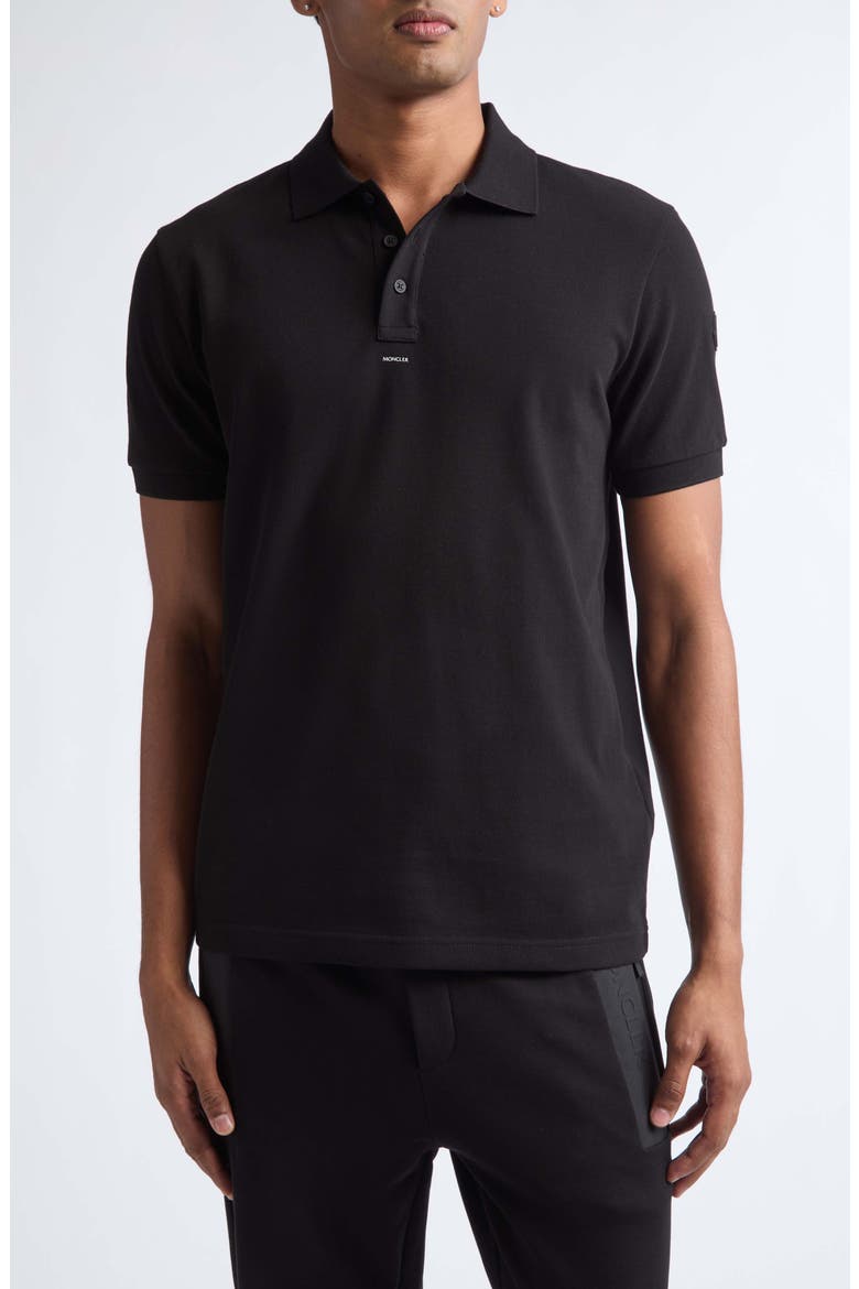 Cotton Piqué Polo, Main, color, BLACK