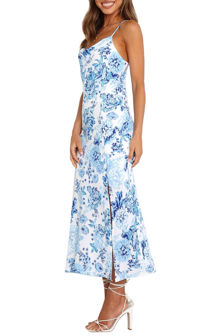 Yelena Floral Print Slipdress, Alternate, color, BLUE