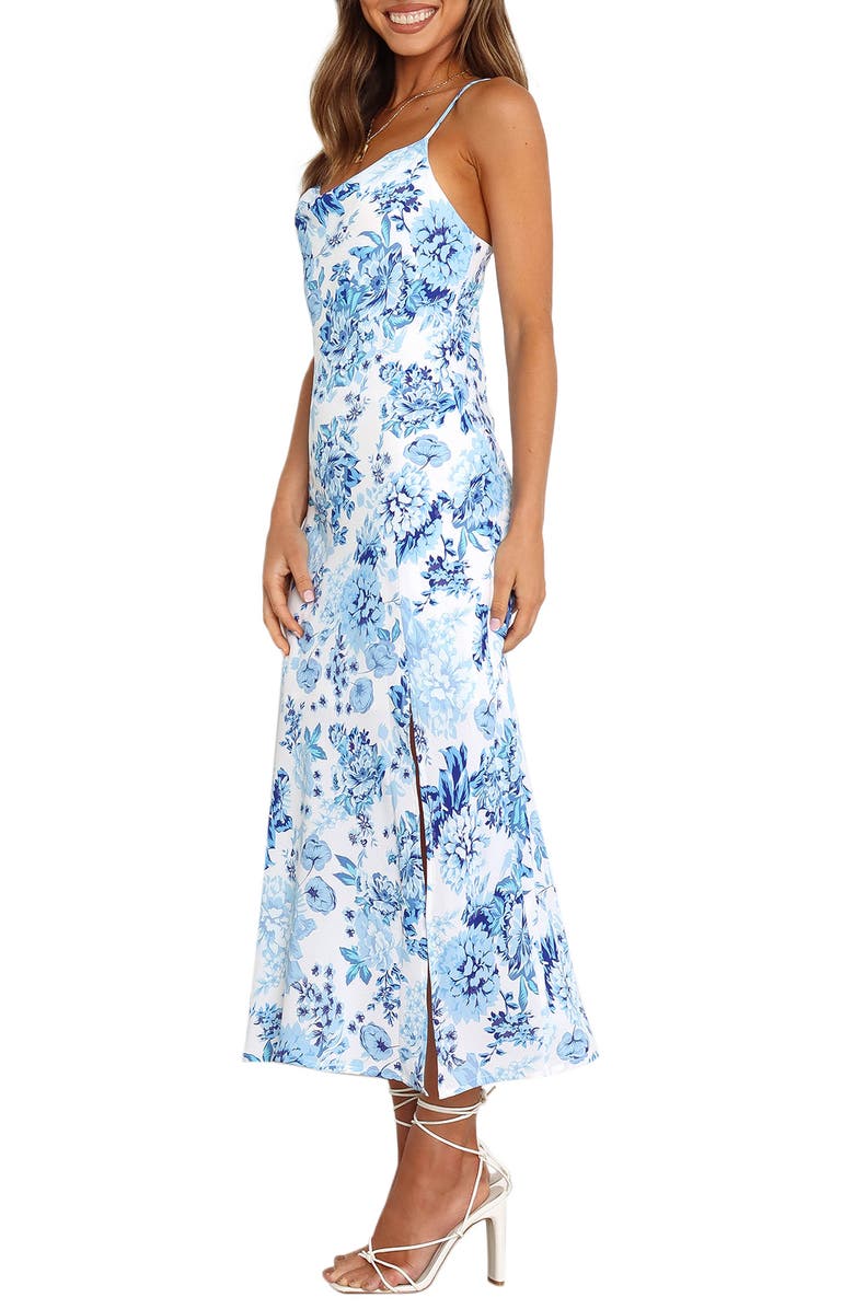 Petal & Pup Yelena Floral Print Slipdress, Alternate, color, Blue