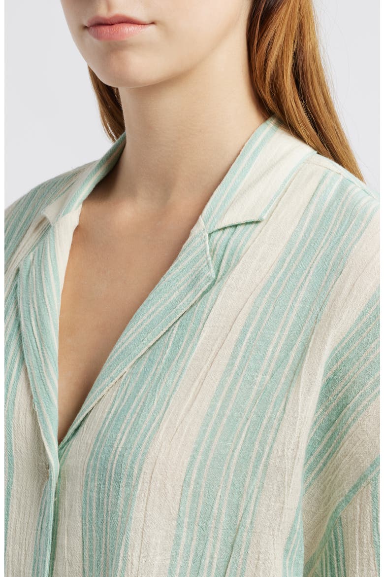 Beachside Stripe Short Sleeve Button-Up Shirt, Alternate, color, ISLANDS GREEN
