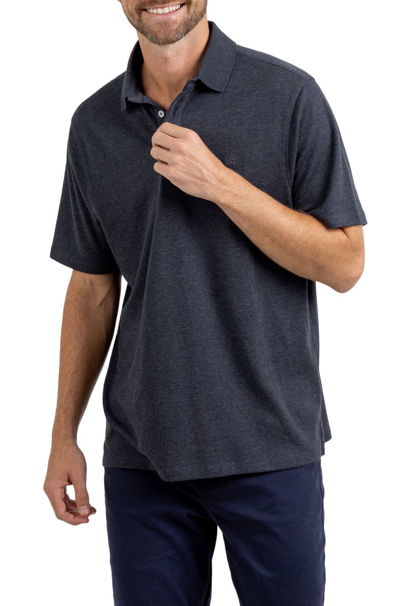 Rainforest Heathered Jersey Polo, Alternate, color, Charcoal
