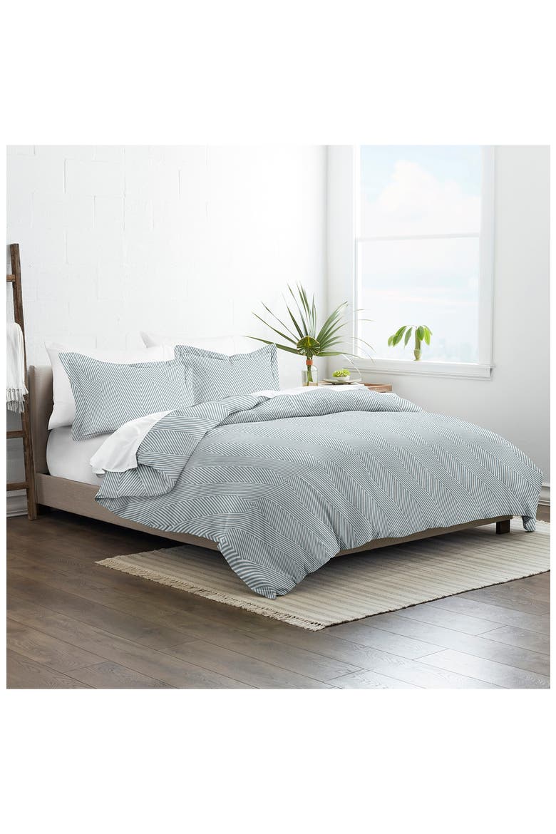 HOME SPUN Premium Ultra Soft Modern Diagonal 3-Piece Duvet Cover Set, Alternate, color, LIGHT BLUE