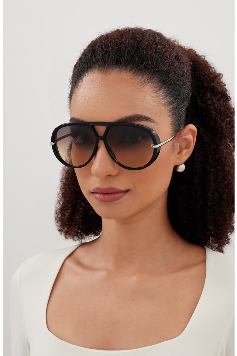 Drop 63mm Aviator Sunglasses, Alternate, color, BLACK