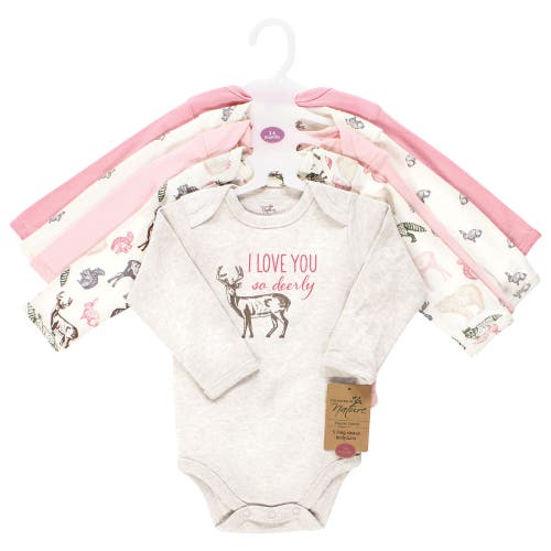 Touched By Nature Little Soft Organic Cotton Long-sleeve One-piece Essentials In Pink