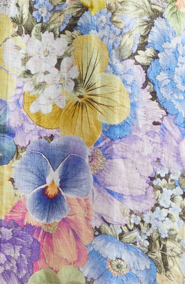 Camilla Darling Buds Long Sleeve Tie Waist Linen Shirtdress, Alternate, color, Darling Buds