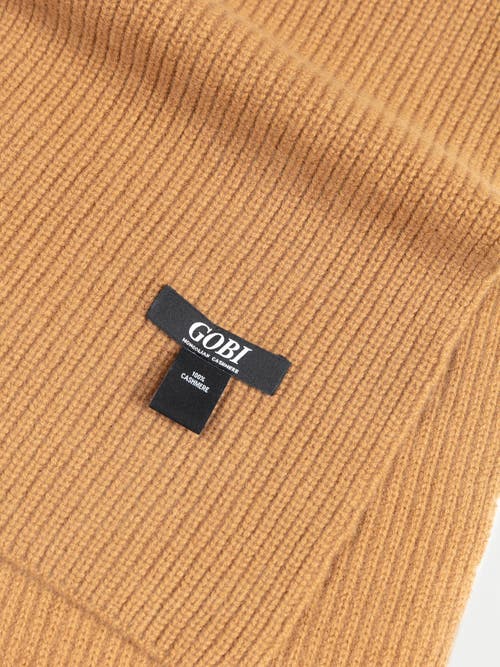 Gobi Mongolian Cashmere Fisherman Knit Scarf In Almond
