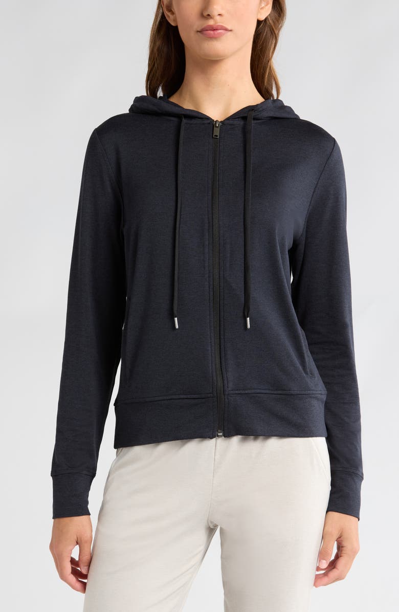 Zella Restore Soft Zip-Up Hoodie, Alternate, color, Black