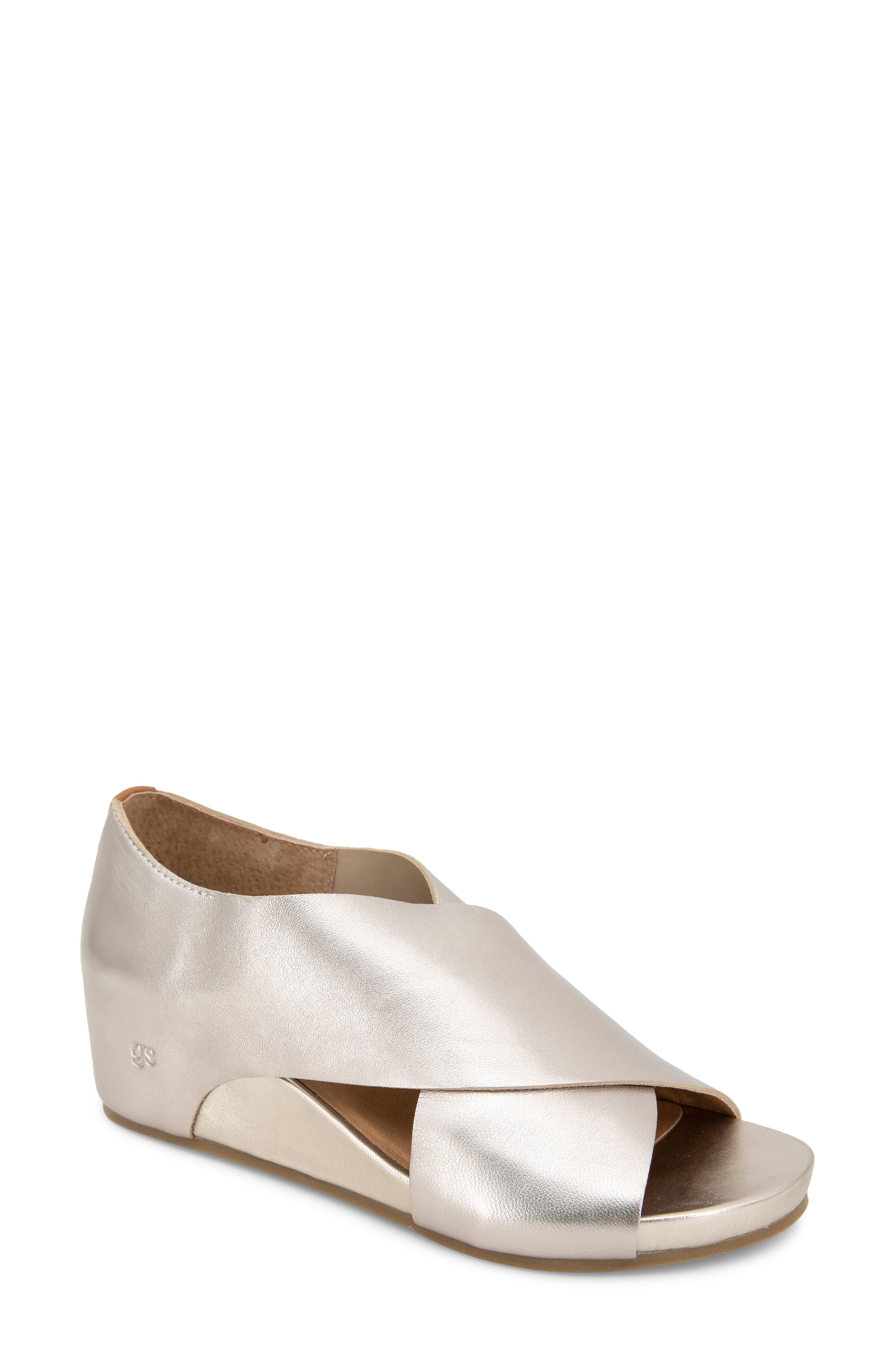 Gainey Hidden Wedge Sandal, Main, color, PLATINUM LEATHER