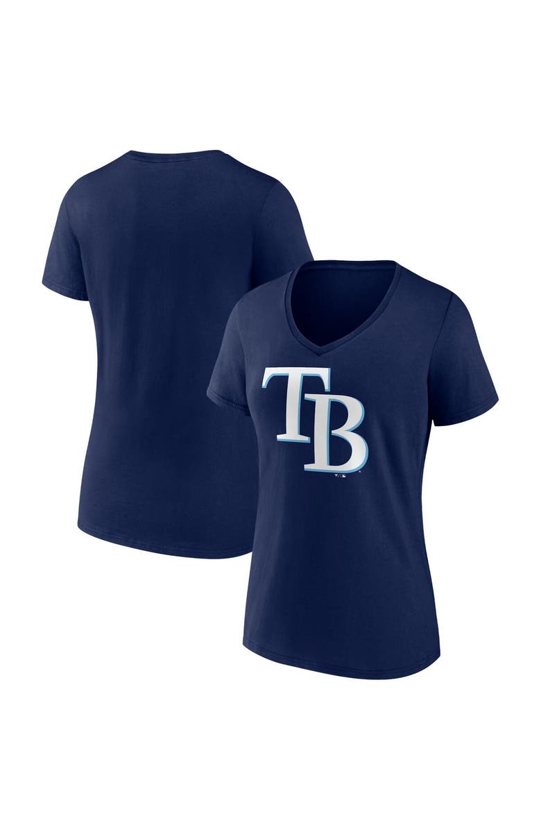 FANATICS Women's Fanatics Branded Navy Tampa Bay Rays Core Official Logo V-Neck T-Shirt, Alternate, color,