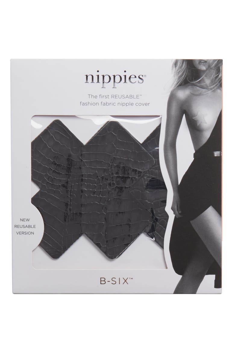Bristols 6 Croc Embossed Reusable Nipple Covers, Alternate, color, BLACK