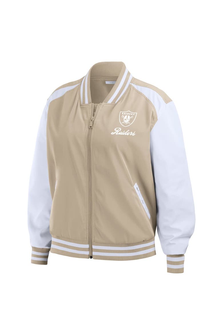 Women's WEAR by Erin Andrews Tan Las Vegas Raiders Tonal Full-Zip Bomber Jacket, Alternate, color, Tan