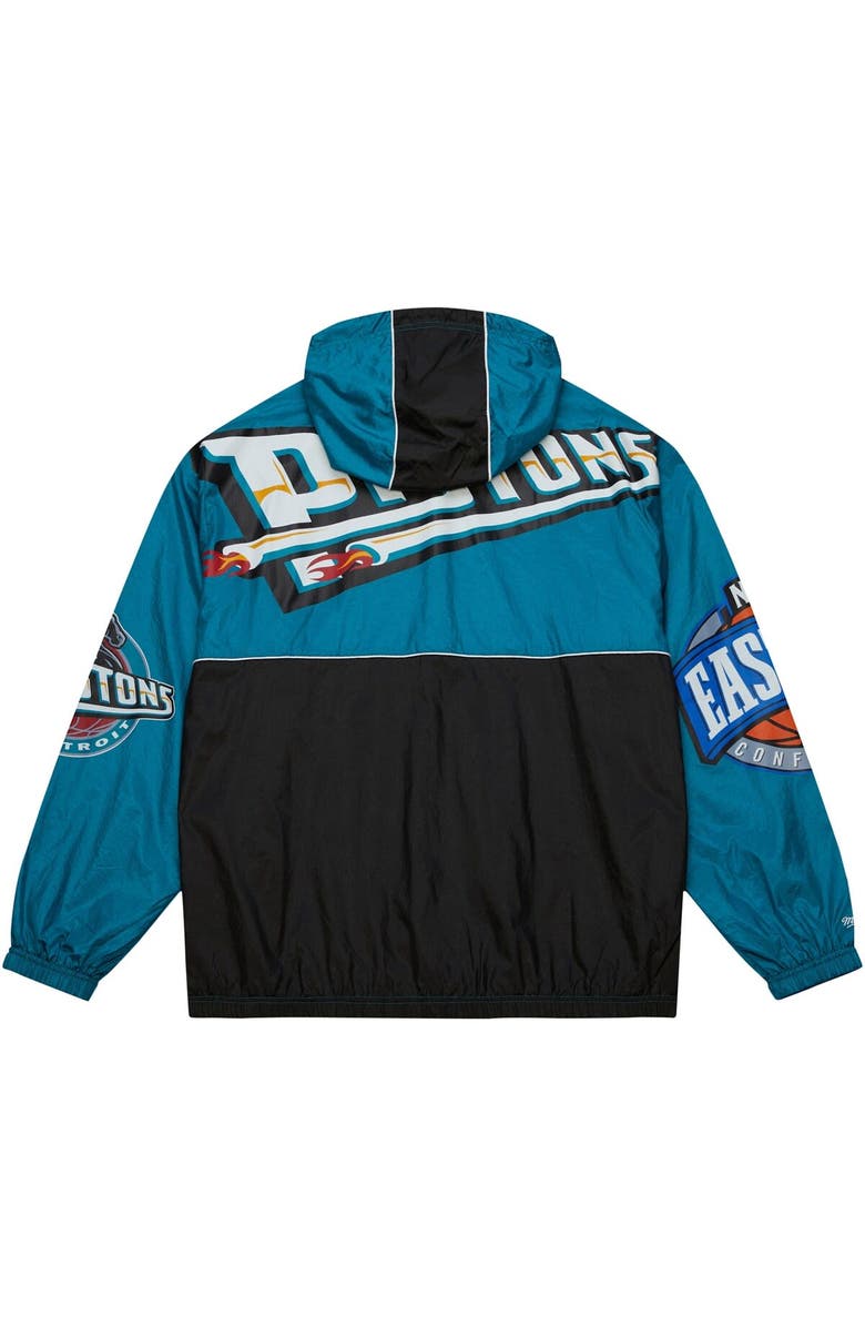 Mitchell & Ness Men's Mitchell & Ness  Teal Detroit Pistons Hardwood Classics Team OG 2.0 Anorak Hoodie Half-Zip Windbreaker Jacket, Alternate, color, 