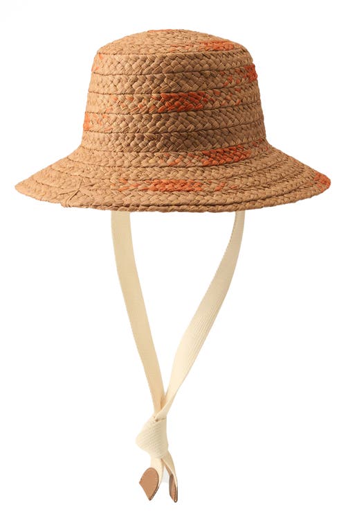 Helen Kaminski Contrasting Wide Braided Bucket Hat In Nougat/sunset