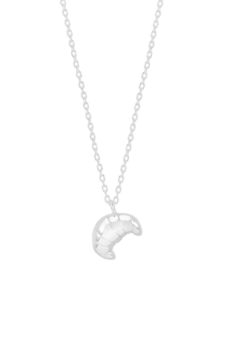 Croissant Charm Necklace, Main, color, SILVER