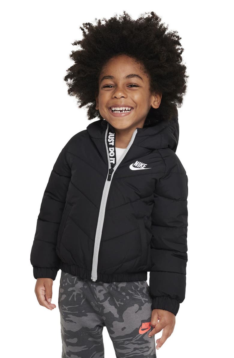 Nike Kids' Puffer Hooded Zip Jacket, Alternate, color, Black