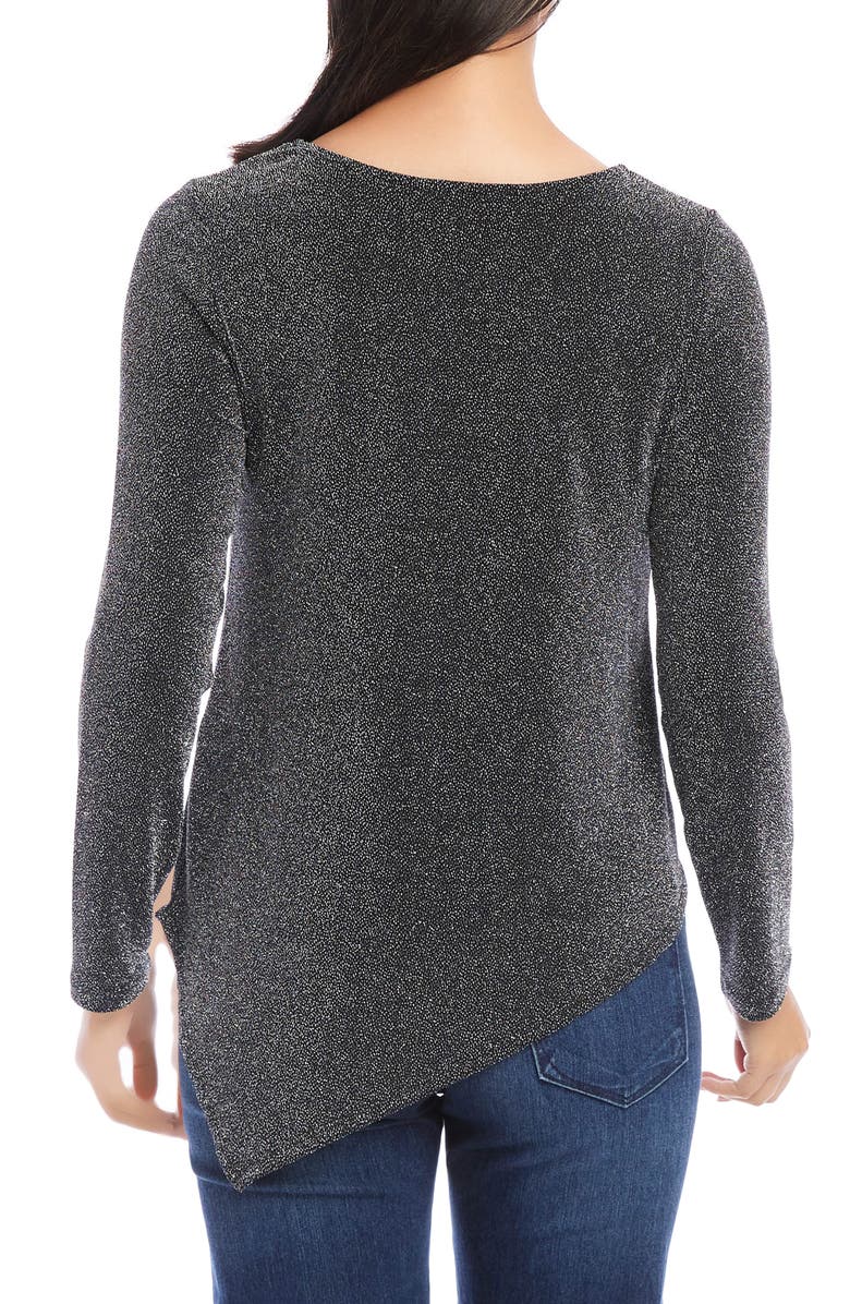 Karen Kane Metallic Asymmetric Hem Top, Alternate, color, Silver