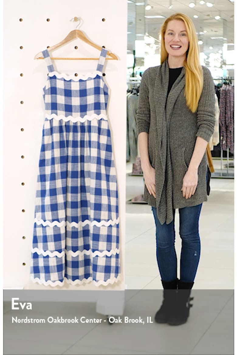 Rickrack Trim Gingham Midi Dress video