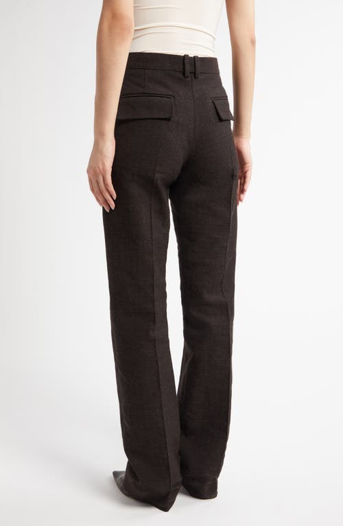 The Row Selvie Mélange Straight Leg Pants In Dark Brown Melange