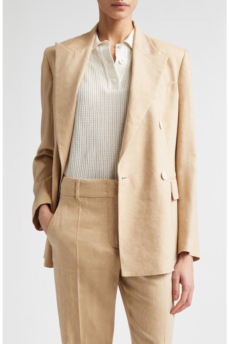 Double Breasted Linen & Wool Jacket, Main, color, TAUPE COGNAC