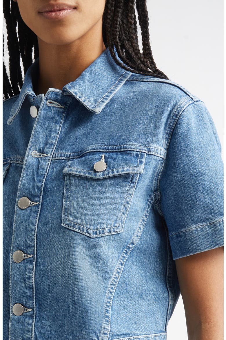 Kirstie Short Sleeve Crop Denim Jacket, Alternate, color, CALABASAS