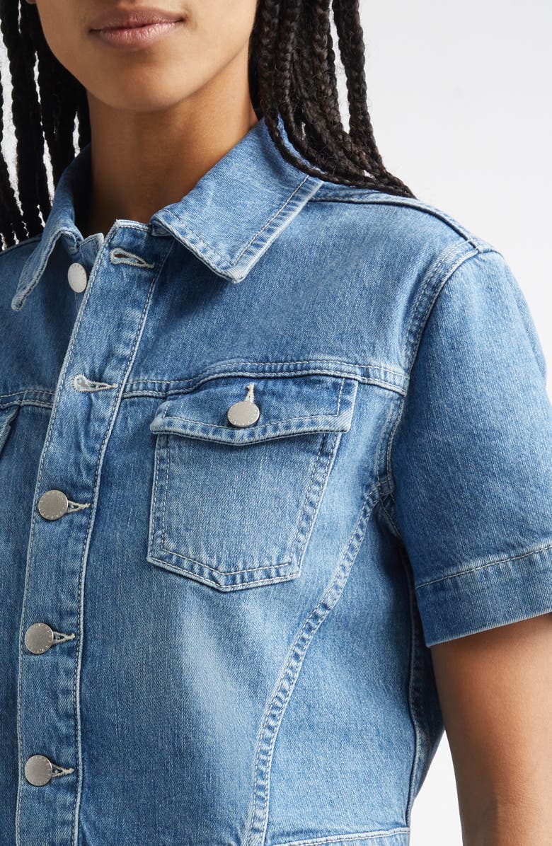 L'AGENCE Kirstie Short Sleeve Crop Denim Jacket, Alternate, color, Calabasas