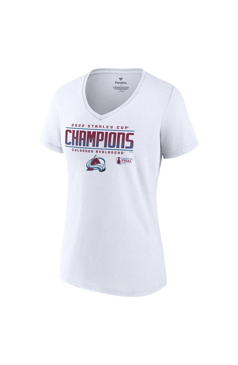 FANATICS Women's Fanatics Branded White Colorado Avalanche 2022 Stanley Cup Champions Signature Roster V-Neck T-Shirt, Alternate, color, 